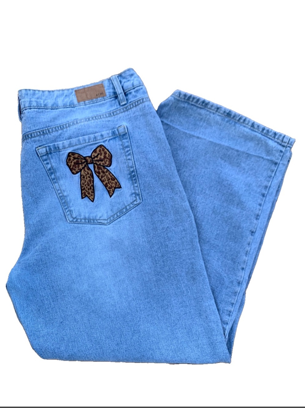 Aeropostale Low Rise Baggy Jeans Bow Embroidered Pockets Size 14 Loose Relaxed